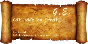 Göndöcs Ernő névjegykártya